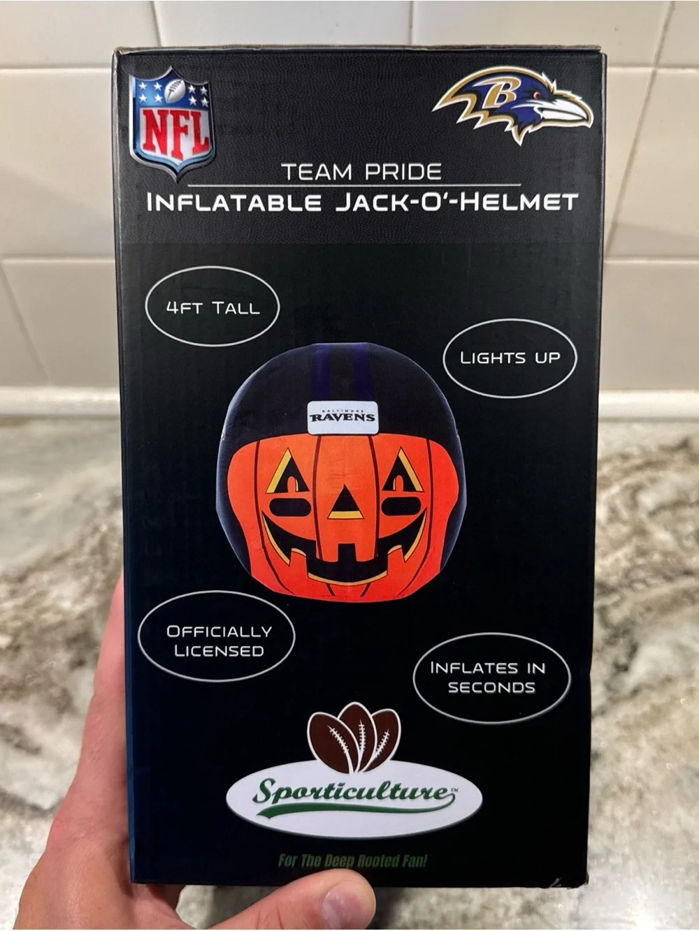 NFL Team Baltimore Ravens 4 Foot Inflatable Jack O'helmet By Sporticulture NIB